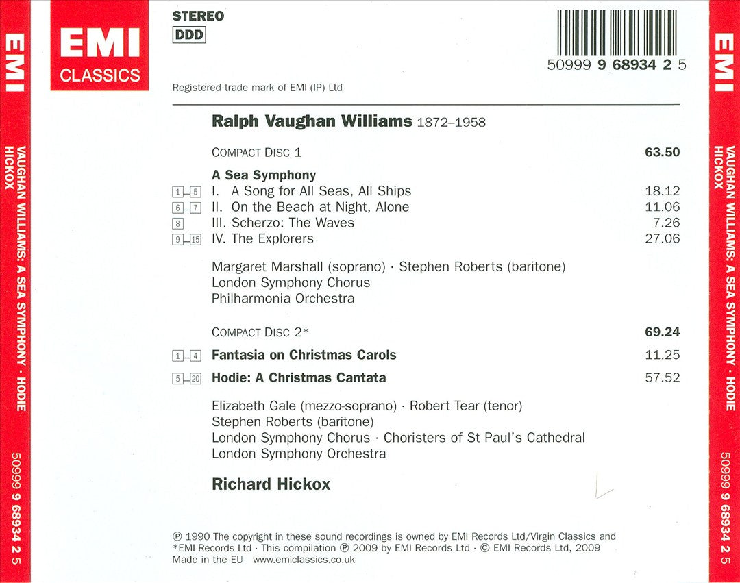 Vaughan Williams: A Sea Symphony; Hodie cover art