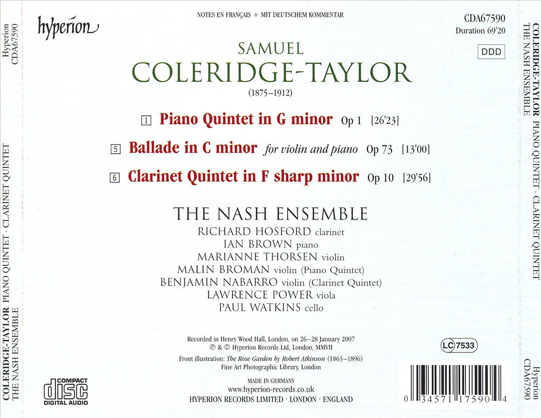 Coleridge-Taylor: Piano Quintet; Clarinet Quintet cover art