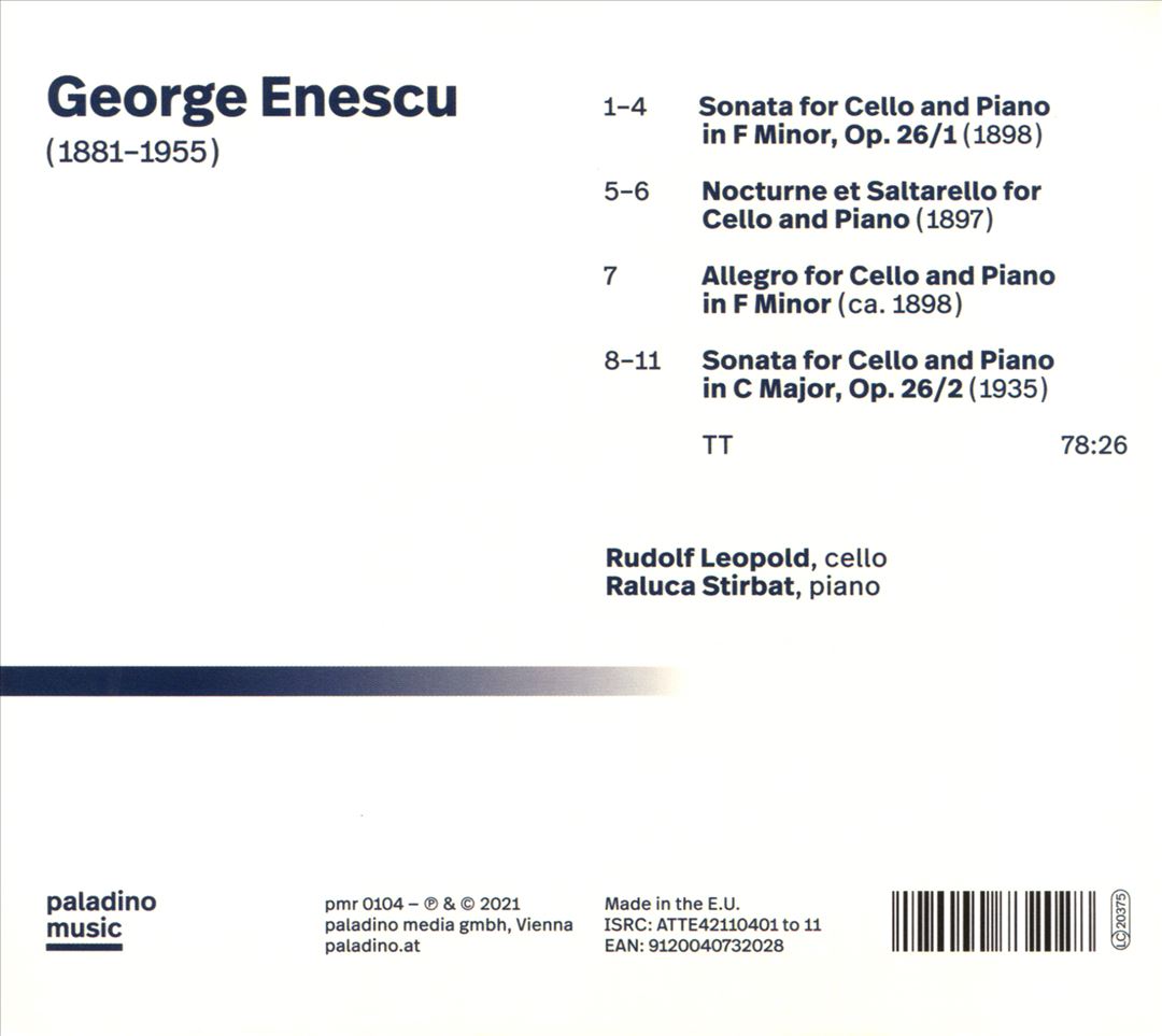 George Enescu: Complete Works for Cello and Piano cover art