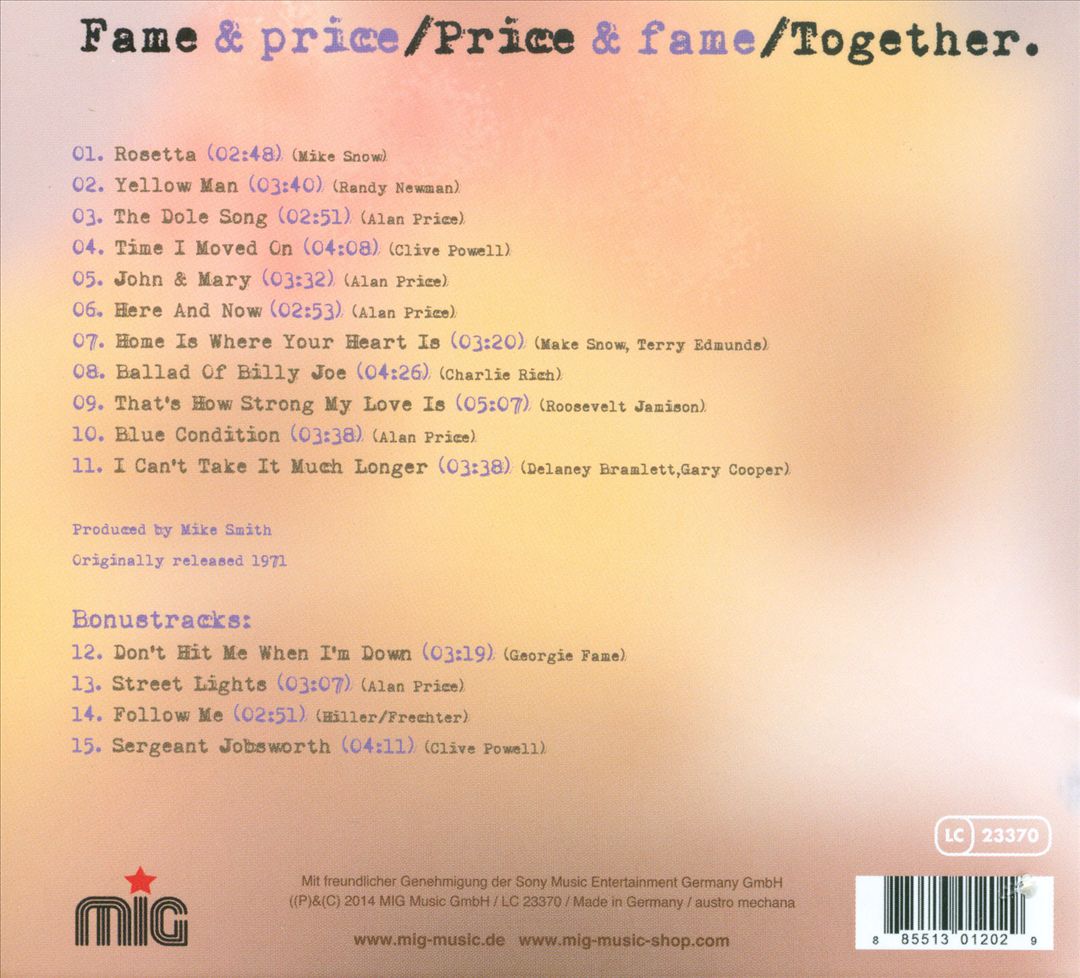 Fame & Price/Price & Fame/Together cover art