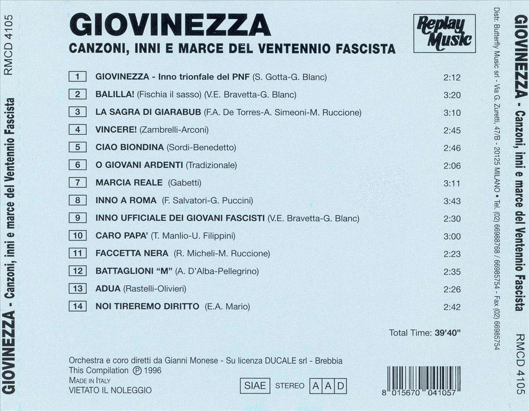 Canzoni Inni E Marce del Fentennio Fascista cover art