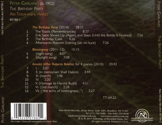 Peter Garland: The Birthday Party cover art