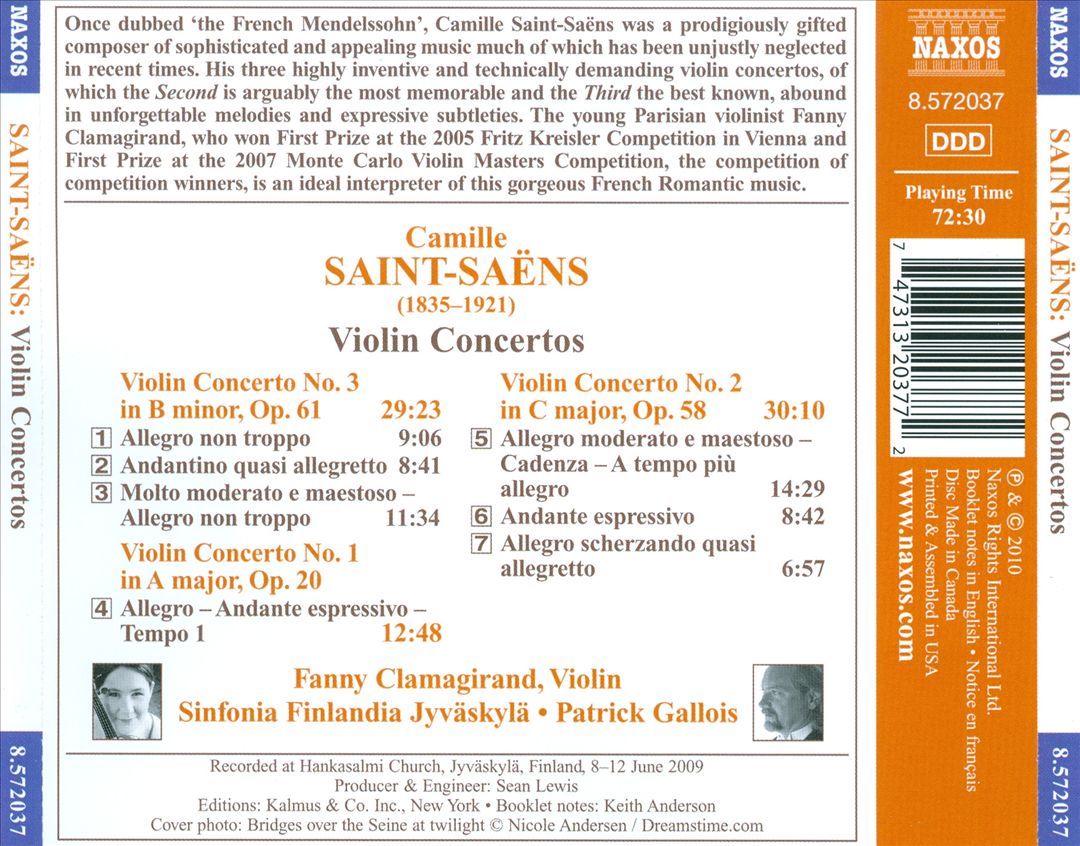 Saint-Saëns: Violin Concertos cover art
