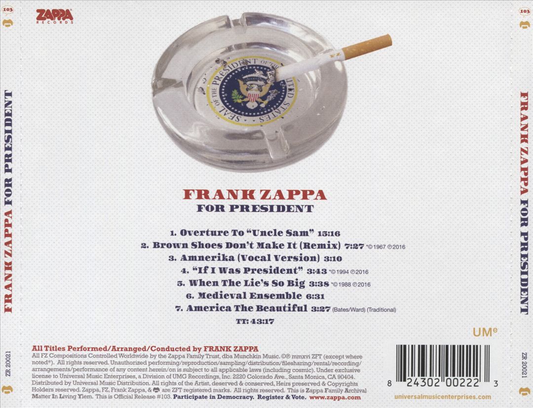 Frank Zappa for President cover art