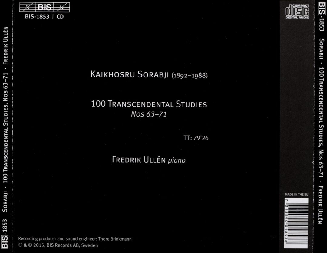 Kaikhosru Sorabji: 100 Trancendental Studies, 63-71 cover art