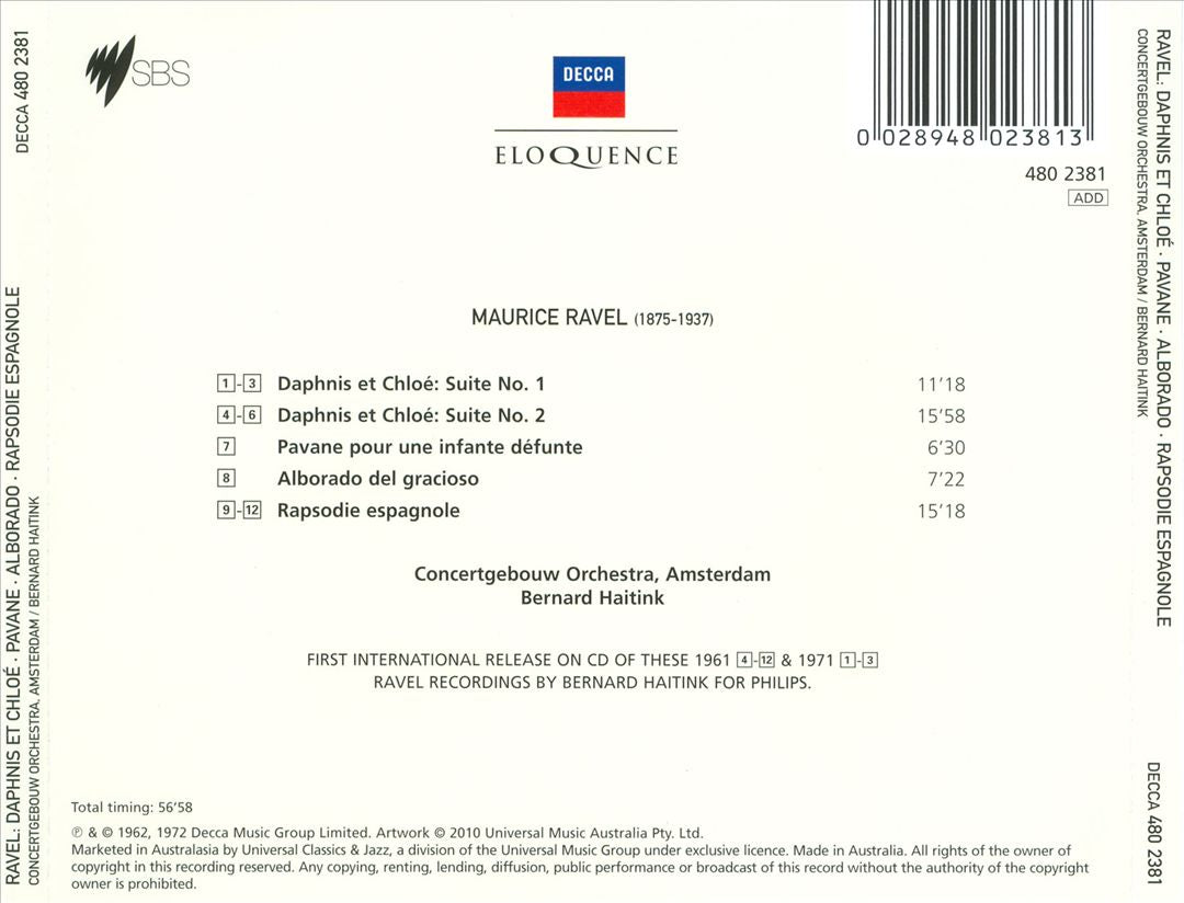 Ravel: Daphnis et Chloé; Pavane pour une Infante Défunte; Alborado del Gracioso; Rapsodie Espagnole cover art