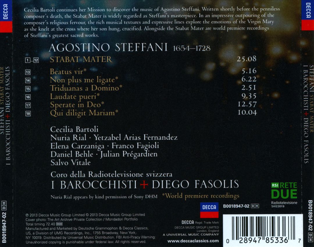 Agostino Steffani: Stabat Mater cover art