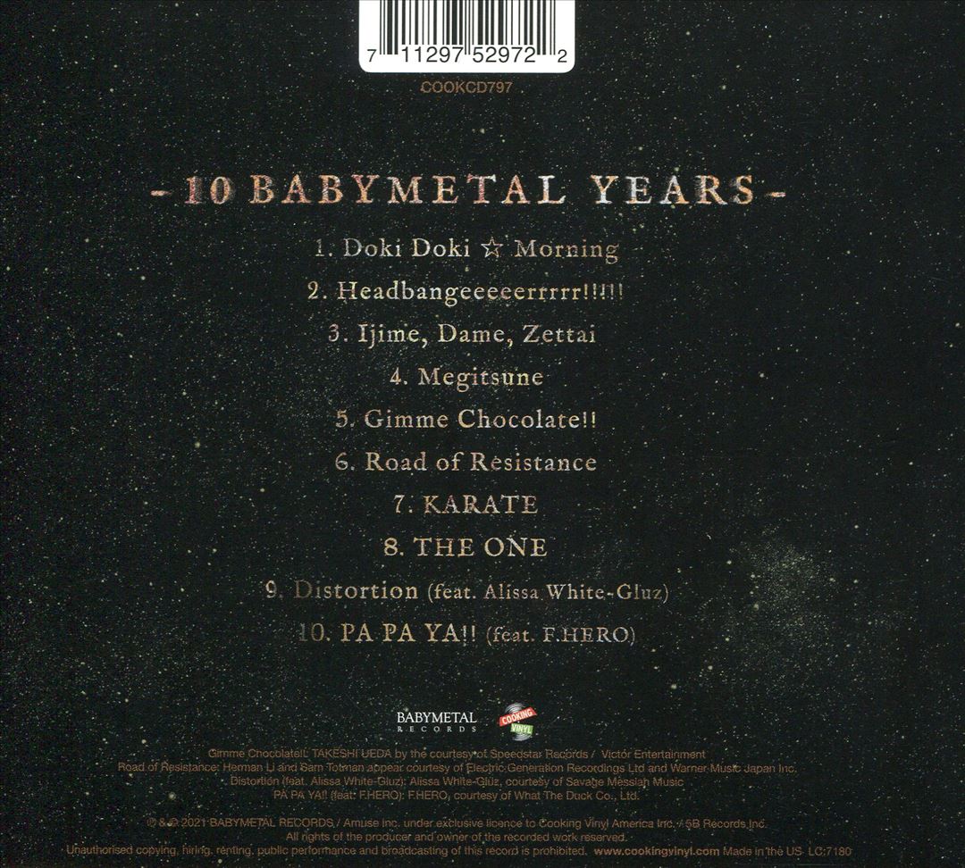 10 Babymetal Years cover art