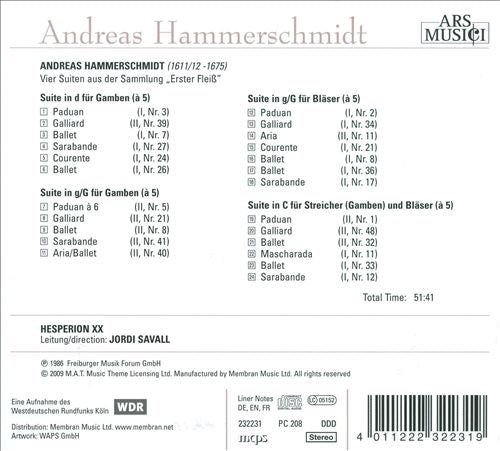 Andreas Hammerschmidt: Vier Suiten aus der Sammlung "Erster Fleiß" cover art
