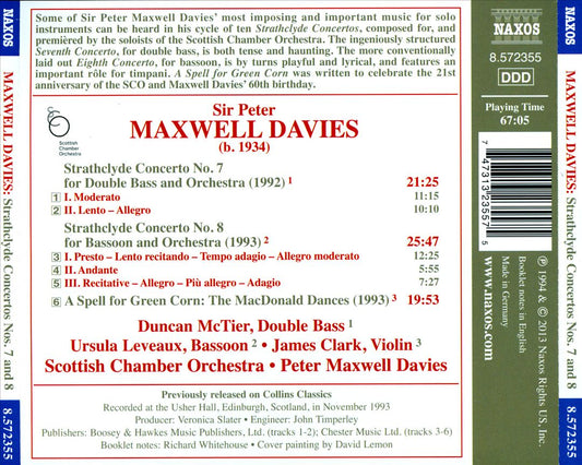 Sir Peter Maxwell Davies: Strathclyde Concertos Nos. 7 & 8; MacDonald Dances cover art