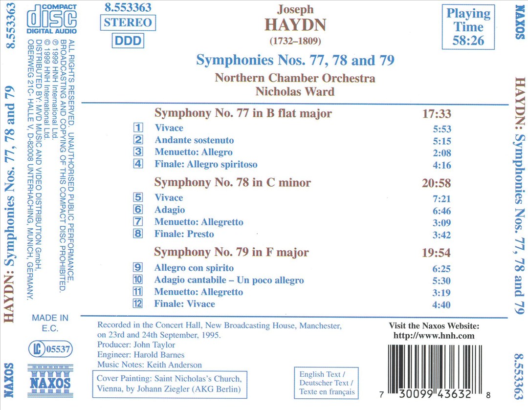 Haydn: Symphonies Nos. 77, 78 and 79 cover art