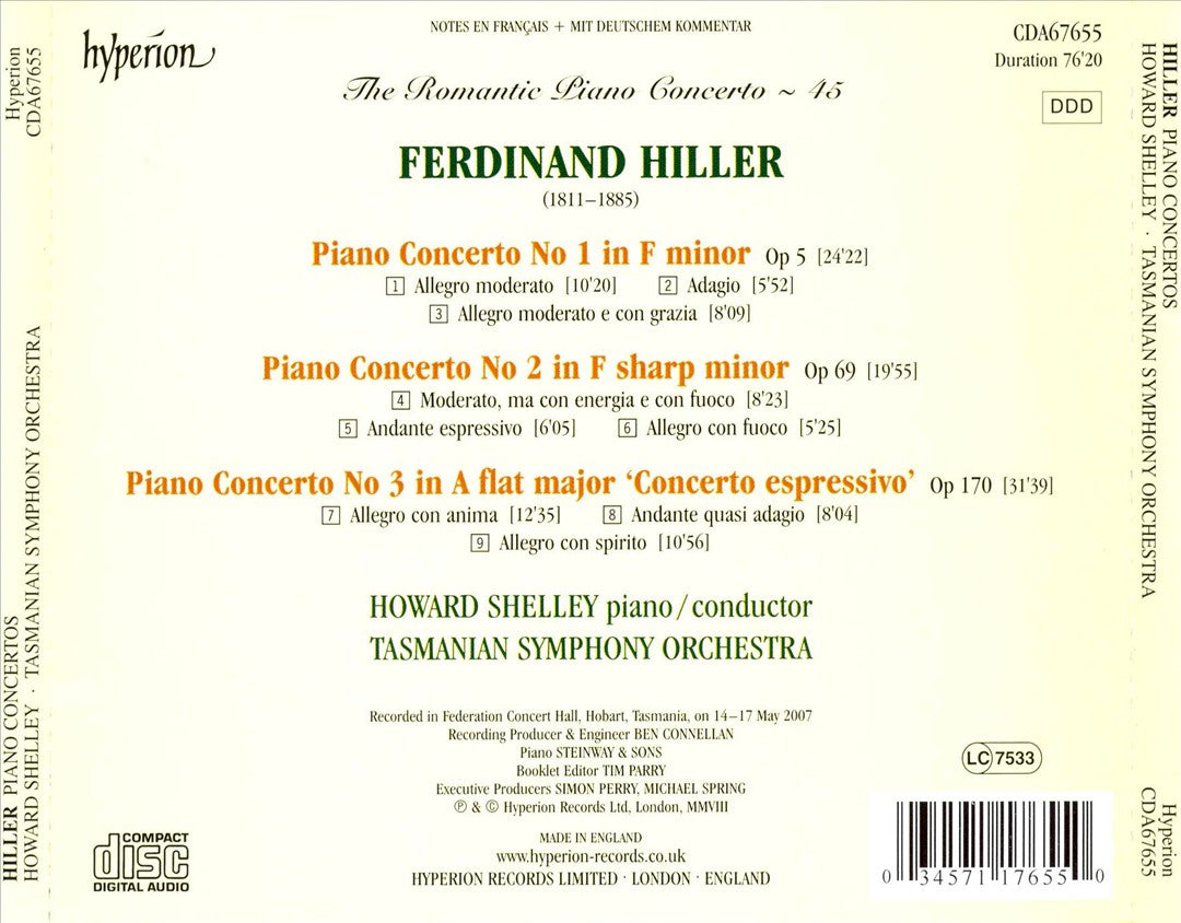 Romantic Piano Concerto, Vol. 45: Hiller: Piano Concertos 1-3 cover art