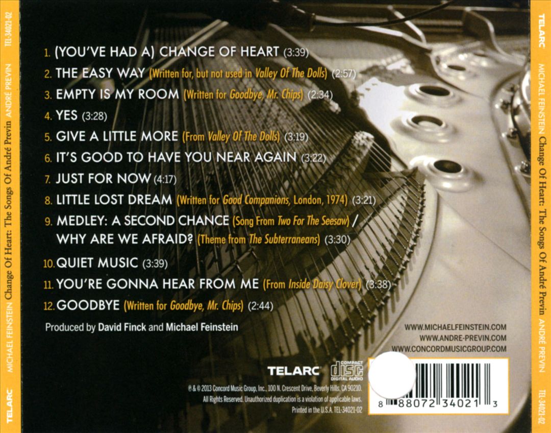 Change of Heart: The Songs of André Previn cover art