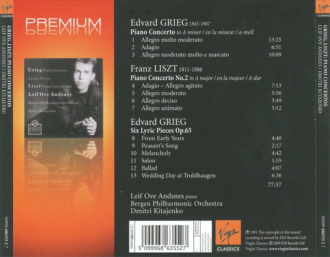 Grieg: Piano Concerto; 6 Lyric Pieces; Liszt: Piano Concerto No. 2 cover art