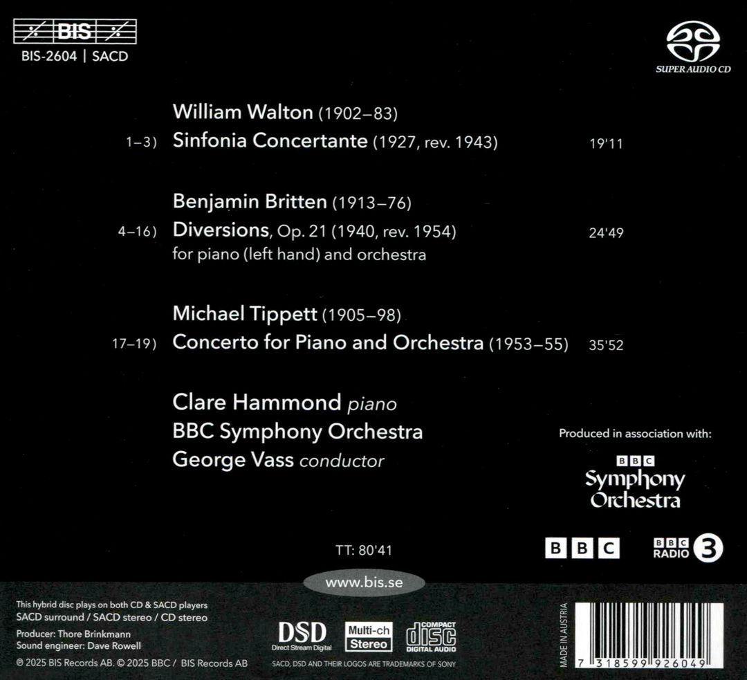 Tippett: Piano Concerto; Britten: Diversions; Walton: Sinfonia Concertante cover art