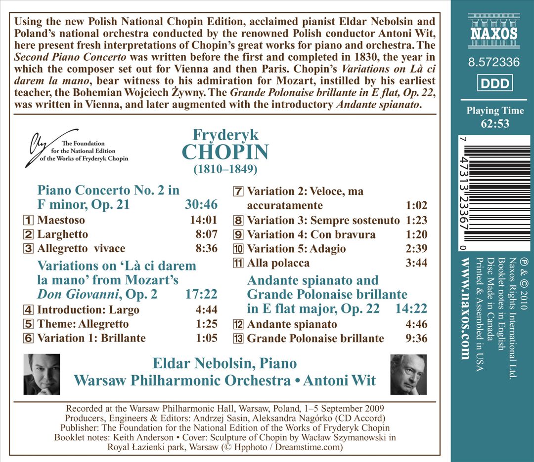 Chopin: Piano Concerto No. 2; Variations on "Là ci darem la mano" cover art