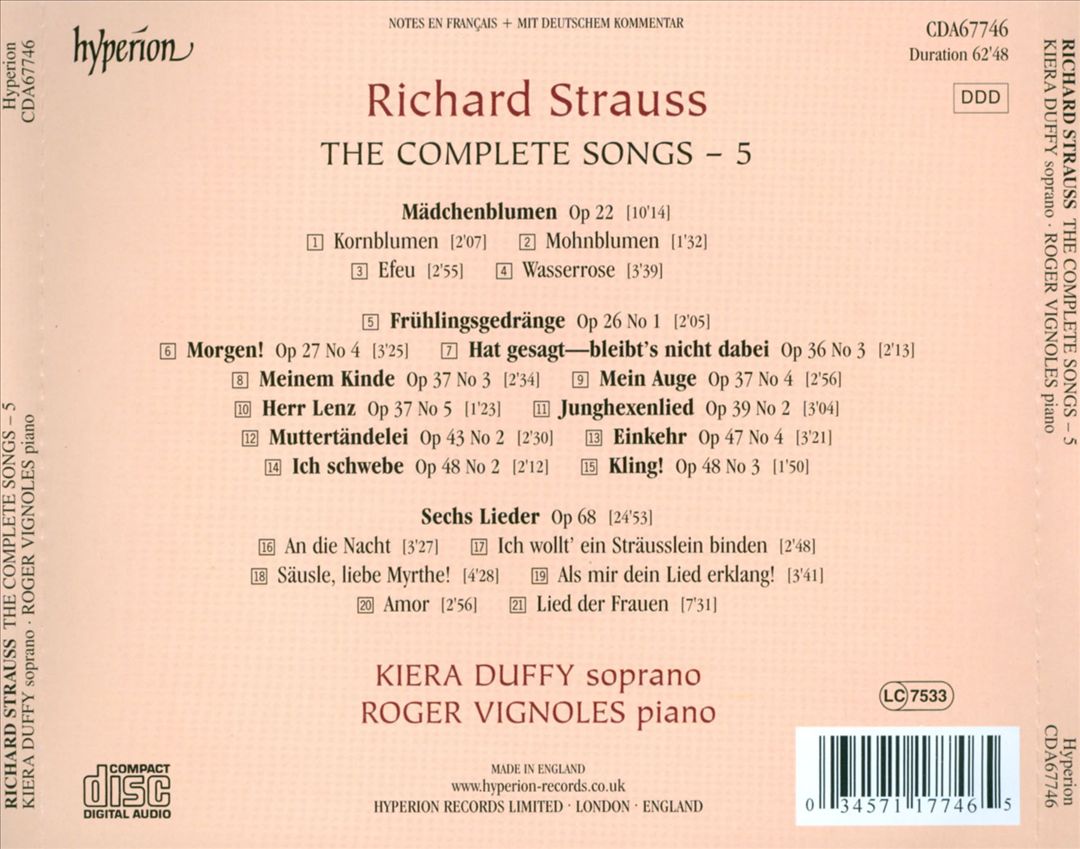 Richard Strauss: The Complete Songs, Vol. 5 cover art
