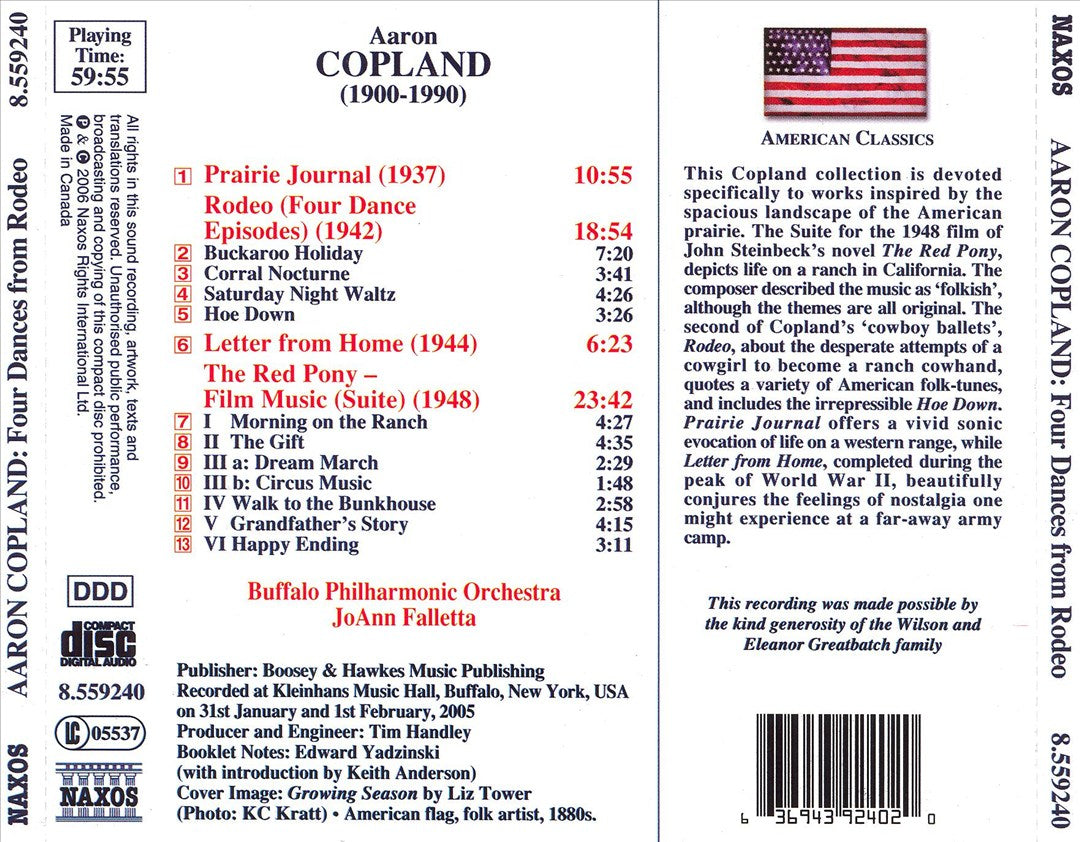 Copland: Rodeo; The Red Pony; Prairie Journal; Letter from Home cover art