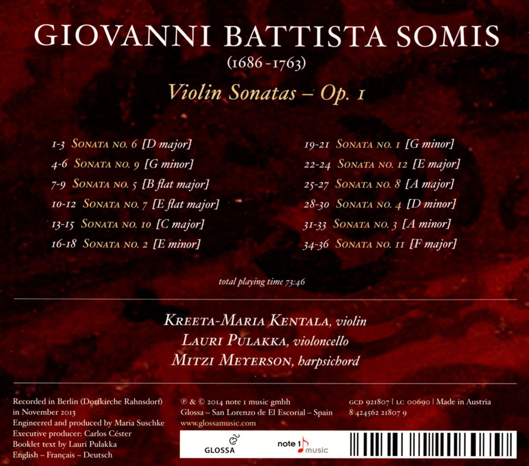 Giovanni Battista Somis: Violin Sonatas, Op. 1 cover art
