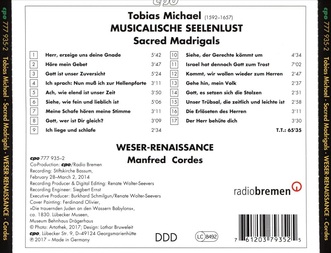 Tobias Michael: Musicalische Seelenlust - Sacred Madrigals cover art