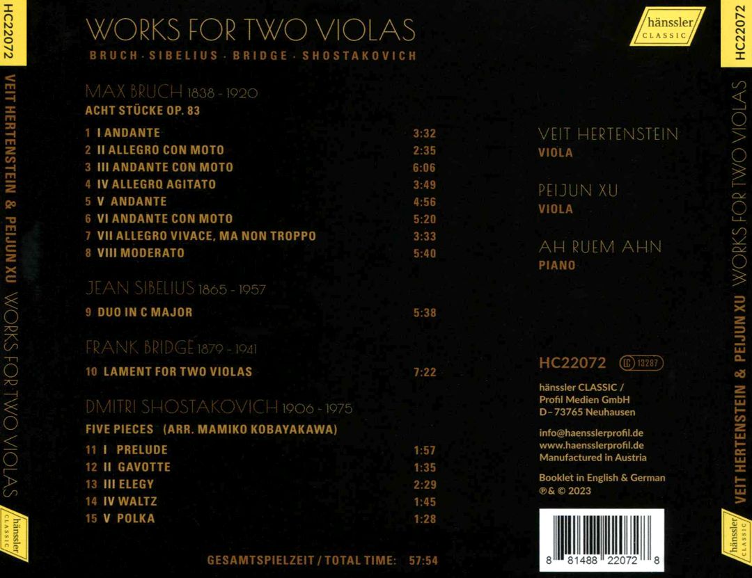 Works for Two Violas: Bruch, Sibelius, Bridge, Shostakovich cover art