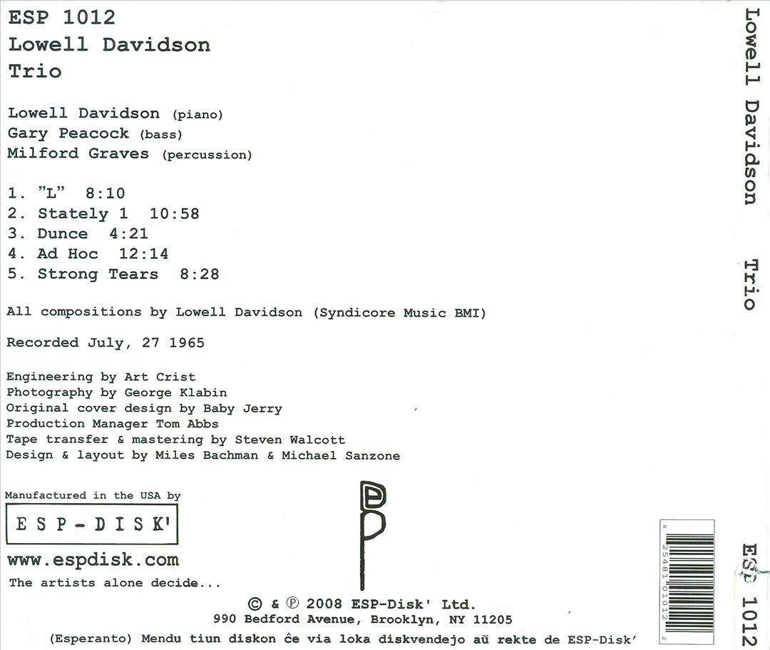 Lowell Davidson Trio cover art