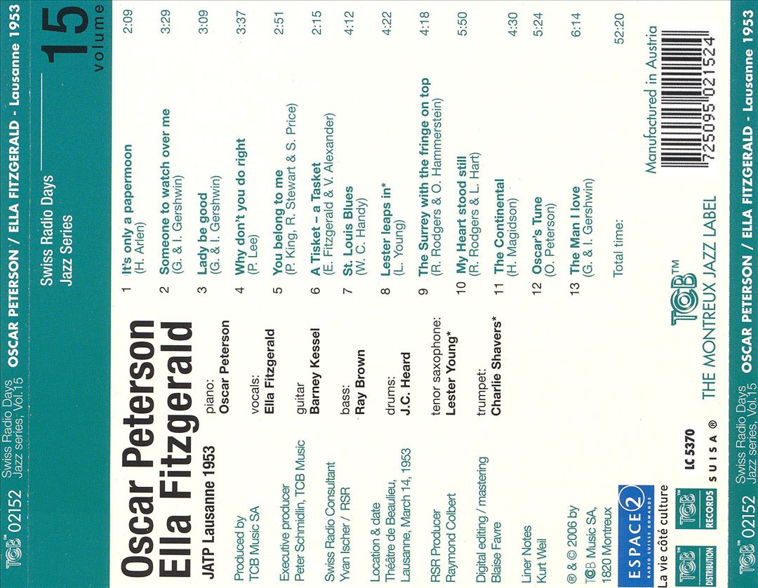 Swiss Radio Days, Vol. 15: JATP Lausanne 1953 cover art