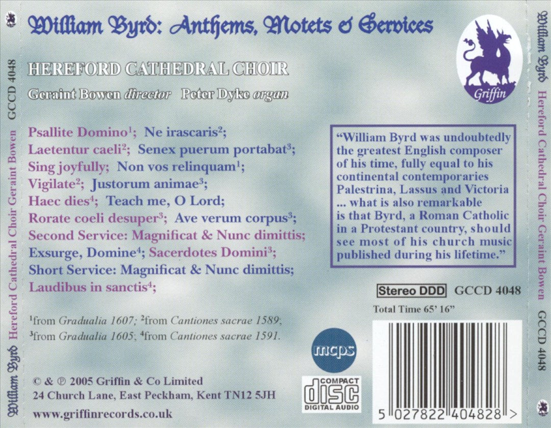 William Byrd: Anthems, Motets & Services cover art