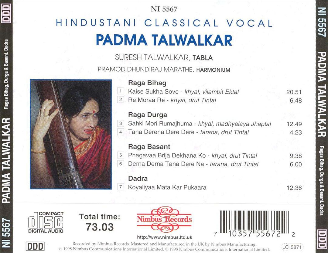 Ragas Bihag, Durga & Basant: Dadra cover art