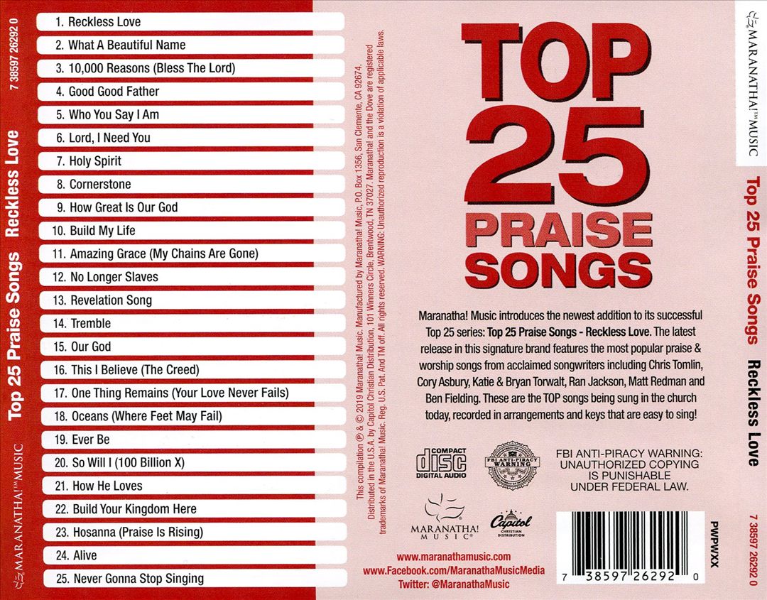 Top 25 Praise Songs: Reckless Love cover art