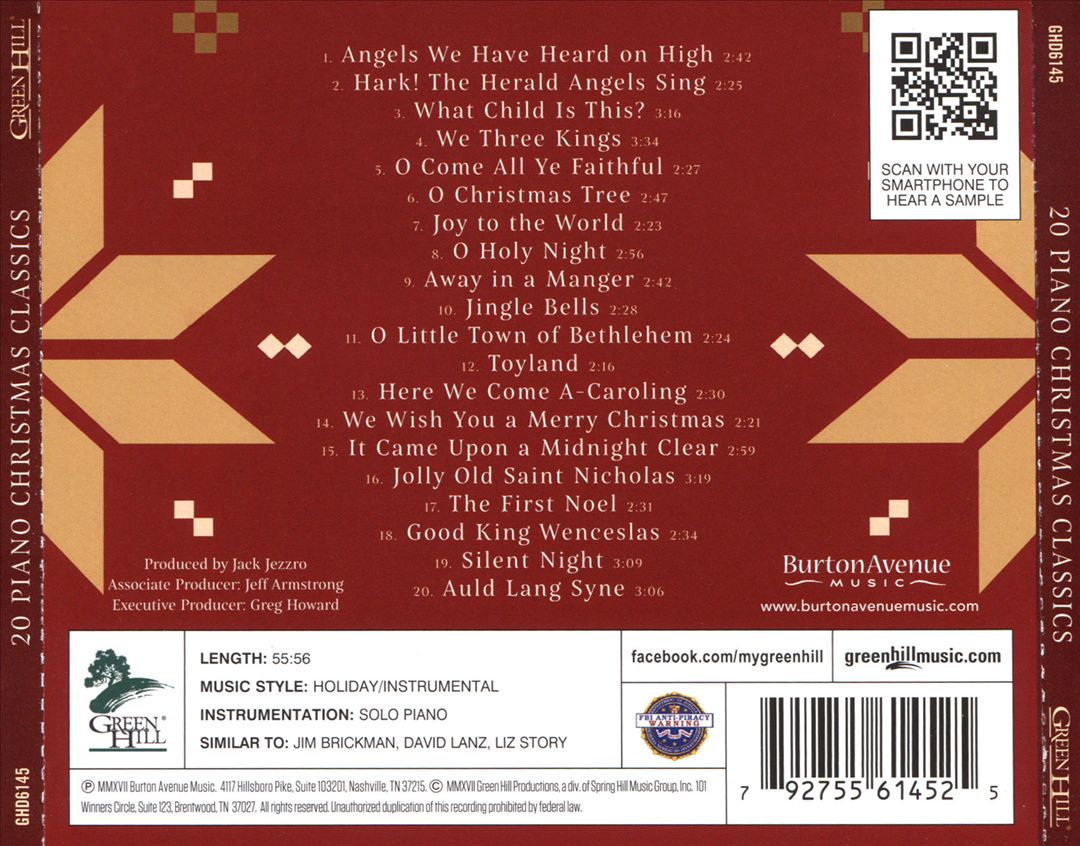 20 Piano Christmas Classics cover art