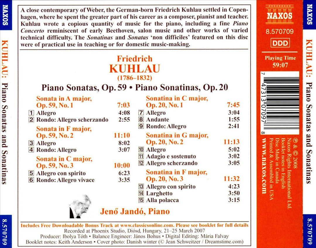 Kuhlau: Piano Sonatas, Op. 59; Piano Sonatinas, Op. 20 cover art