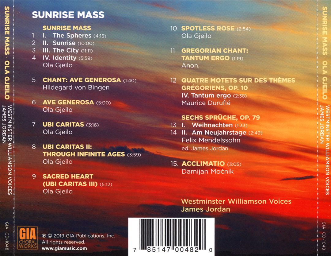 Ola Gjeilo: Sunrise mass cover art