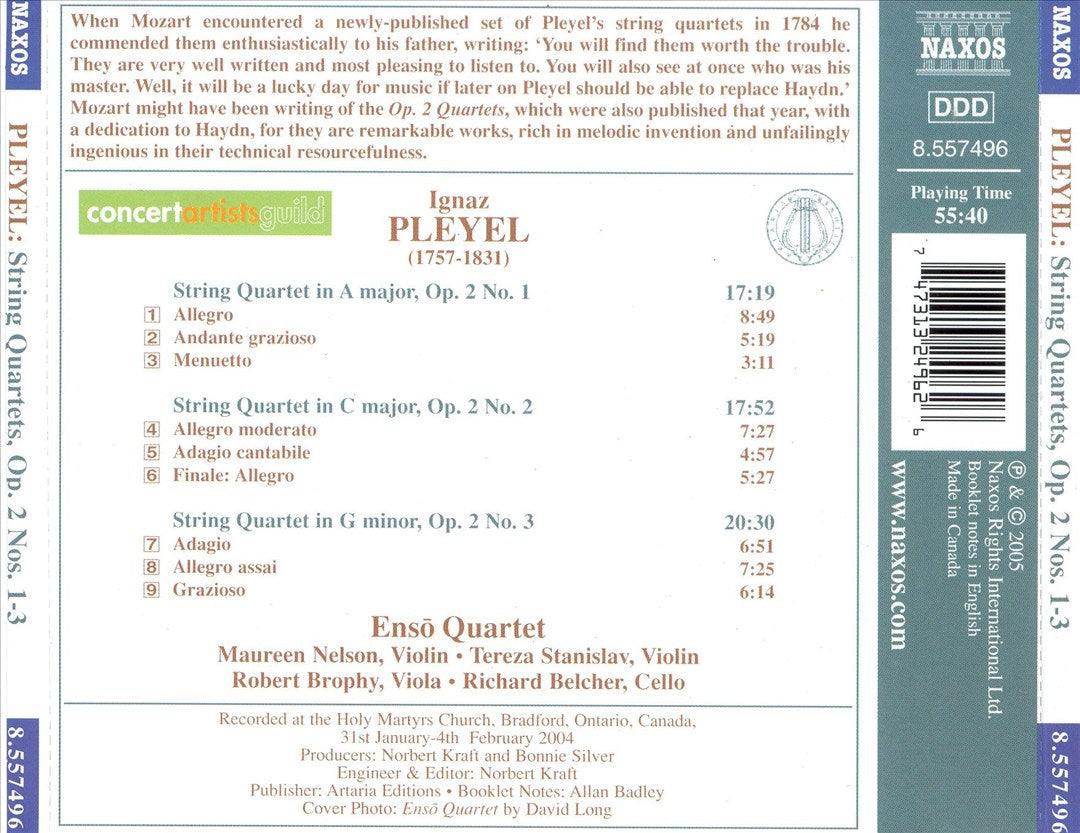 Ignaz Pleyel: String Quartets, Op. 2, Nos. 1-3 cover art