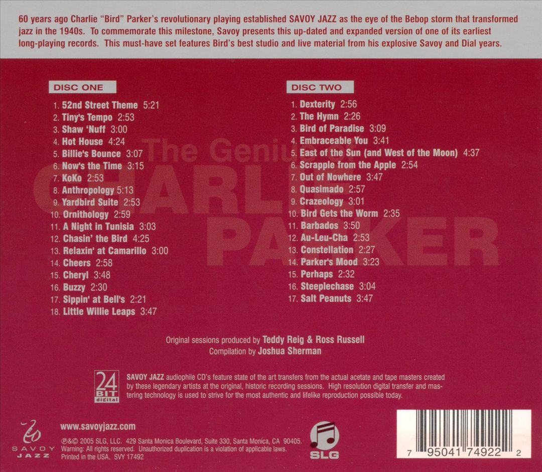 Genius of Charlie Parker [Savoy 2 CD] cover art
