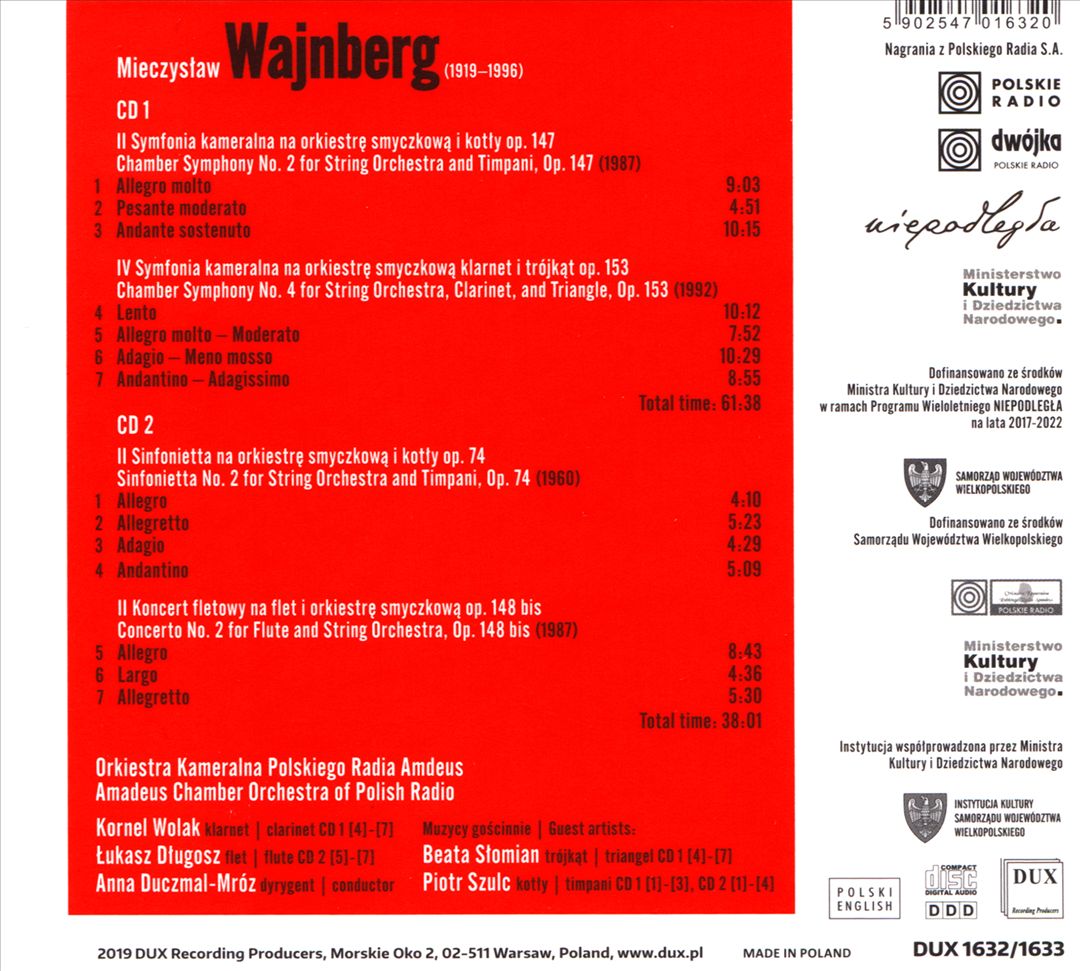 Mieczysław Wajnberg: Chamber Symphony No. 2; Chamber Symphony No. 4; Sinfonietta No. 2; Flute Concerto No. 2 cover art