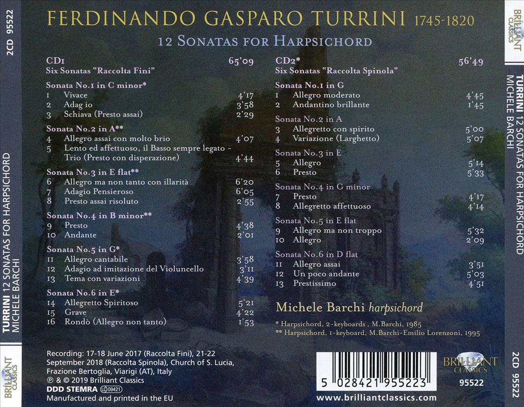 Turrini: 12 Sonatas for Harpsichord cover art