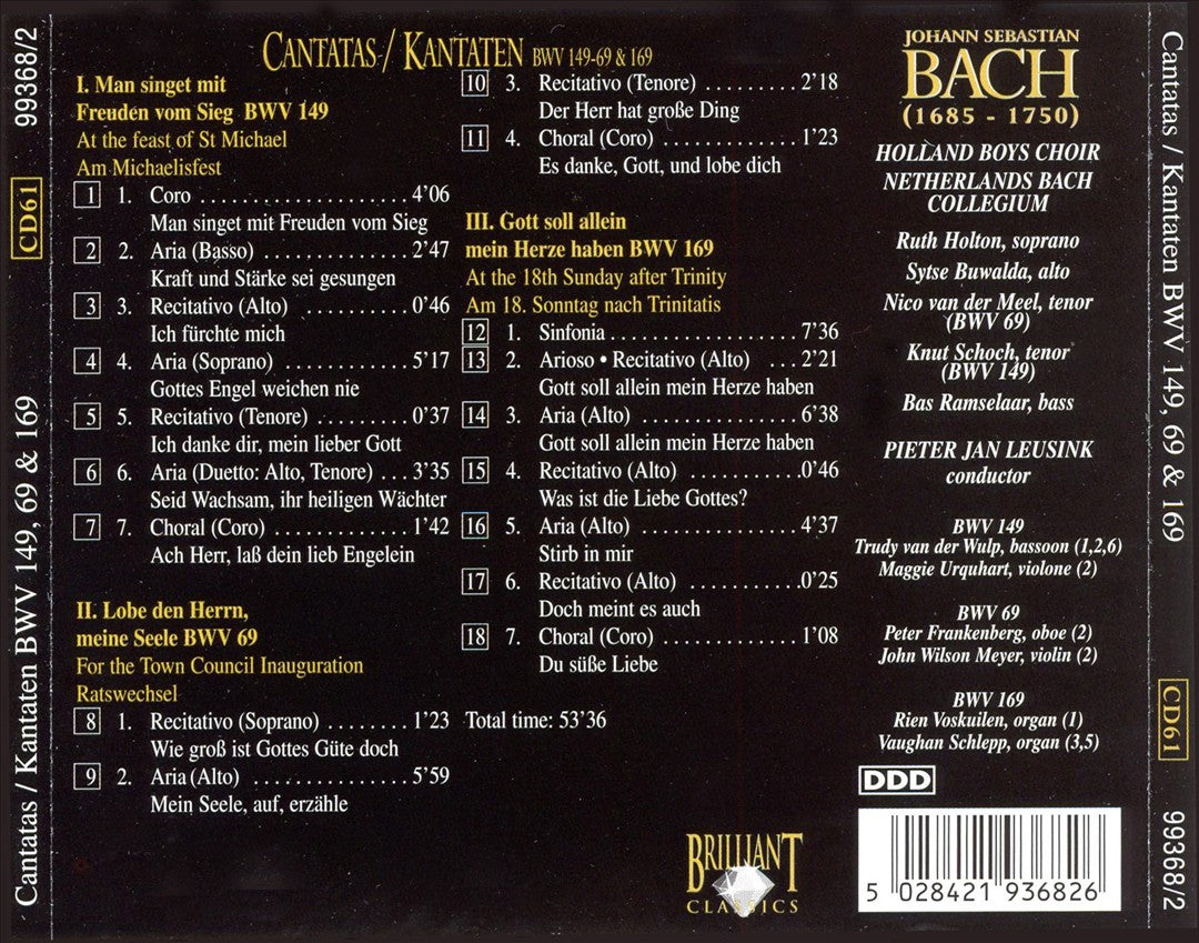 Bach: Cantatas BWV 149, 69 & 169 cover art