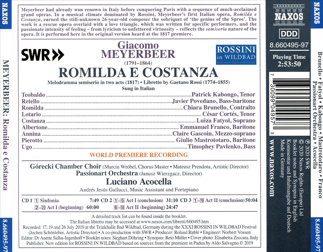 Meyerbeer: Romilda e Costanza cover art