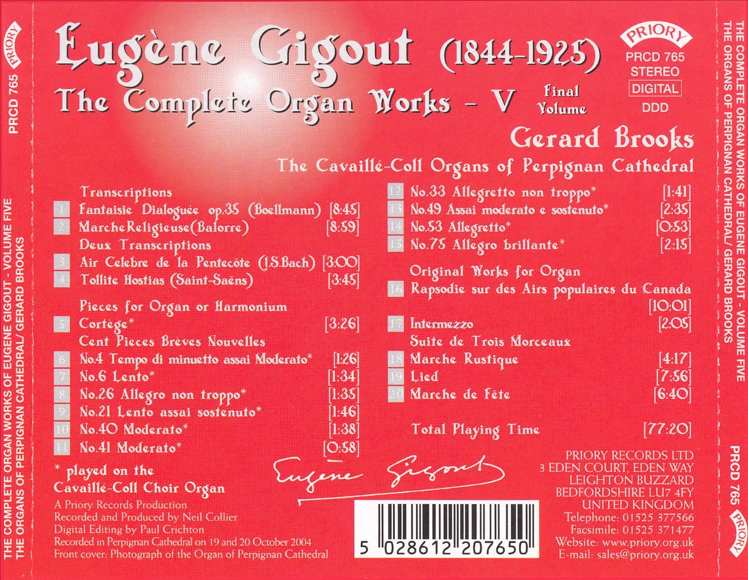 Eugène Gigout: The Complete Organ Works, Vol. 5 (Final Volume) cover art