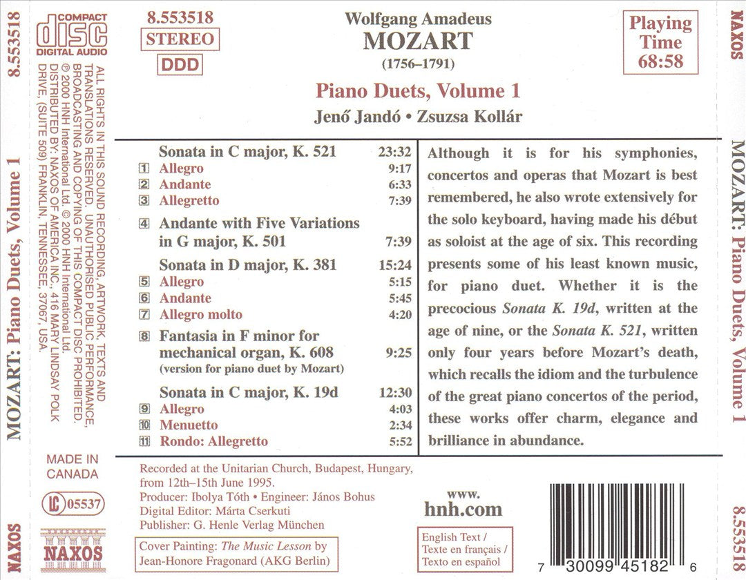 Mozart: Piano Duets, Volume 1 cover art