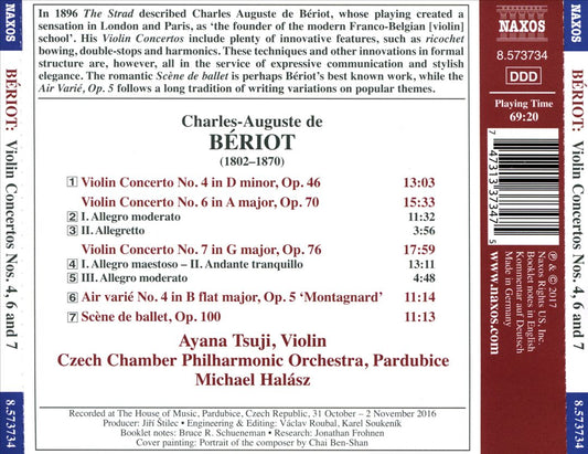 Charles-Auguste de Bériot: Violin Concertos Nos. 4, 6 and 7; Scène de ballet; Air varié No. 4 "Montagnard" cover art