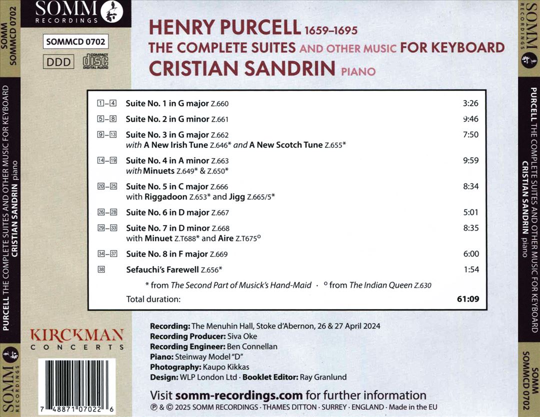 Purcell: The Complete Suites and Other Music for Keyboard cover art
