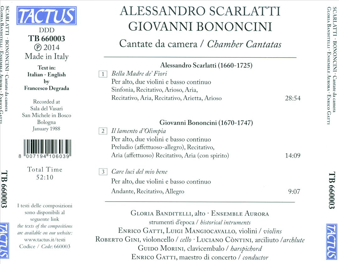 Alessandro Scarlatti, Giovanni Bononcini: Cantate da Camera; Il lamento d'Olimpia cover art