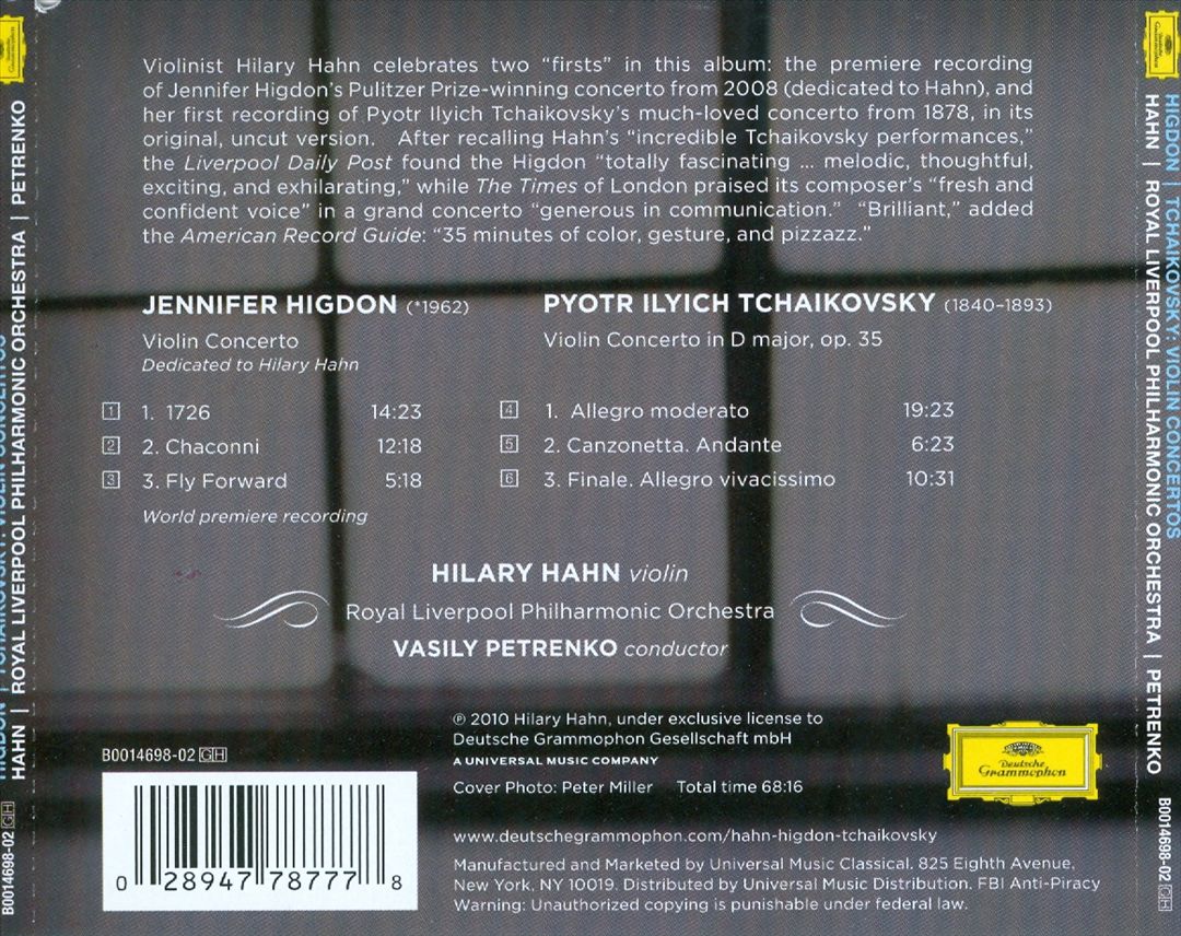 Hilary Hahn Plays Higdon & Tchaikovsky: Violin Concertos cover art