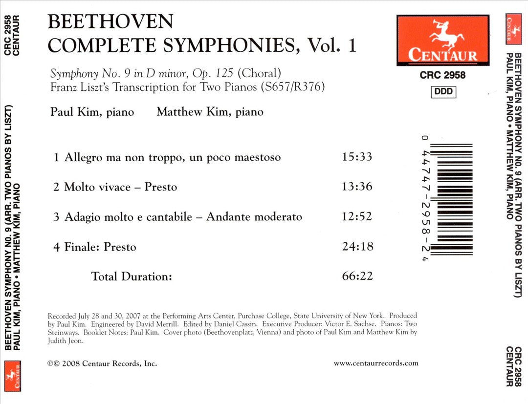 Beethoven: Symphony No. 9 - Liszt's Transcription for Two Pianos cover art