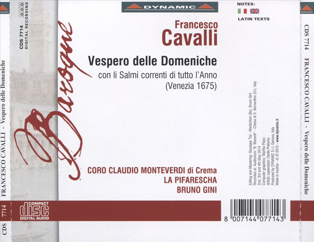 Francesco Cavalli: Vespero delle domeniche cover art