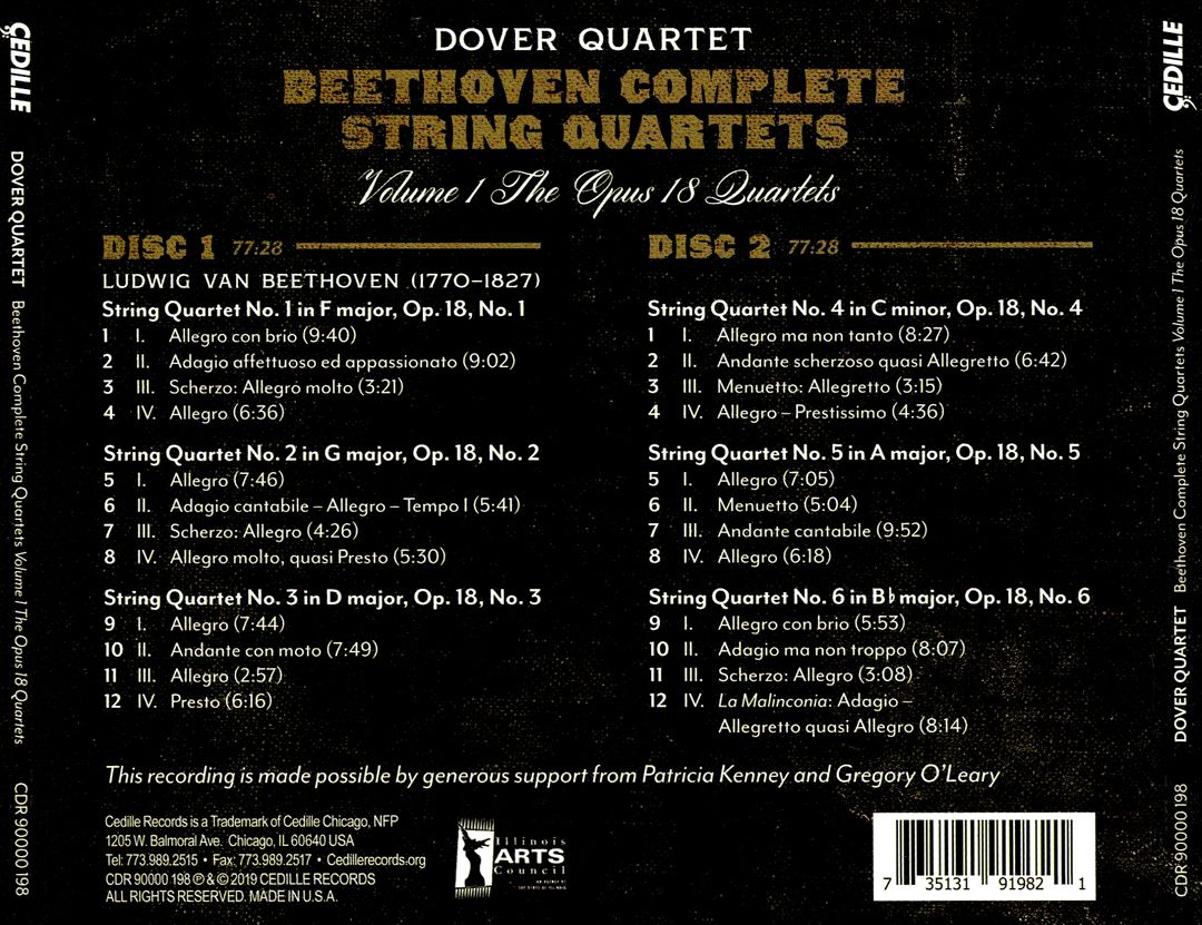 Beethoven Complete String Quartets, Vol. 1: The Opus 18 Quartets cover art