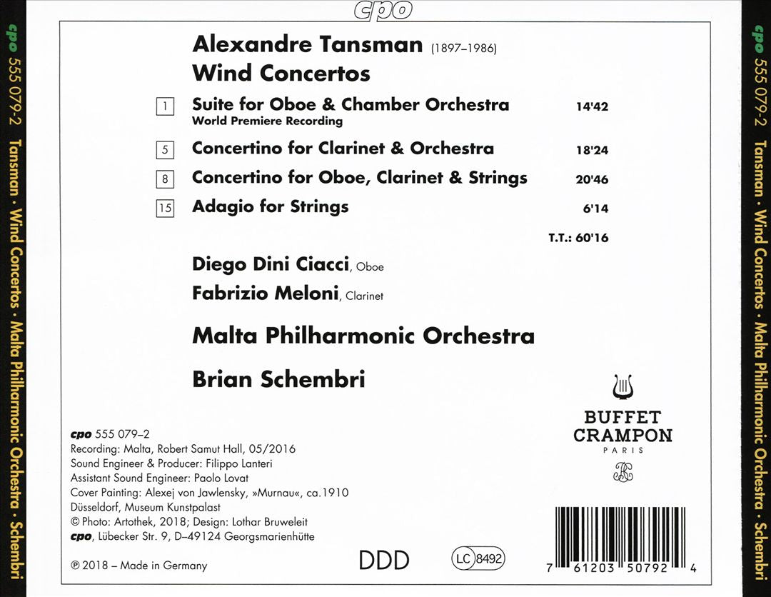 Alexandre Tansman: Wind Concertos cover art