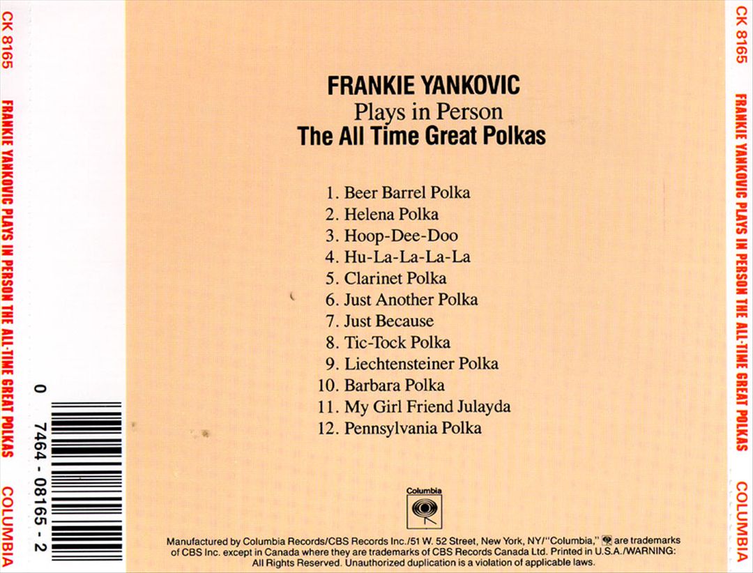 All Time Great Polkas: Frankie Yankovic Plays in Person cover art